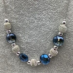 Trifari Blue and Silver Beaded Necklace
